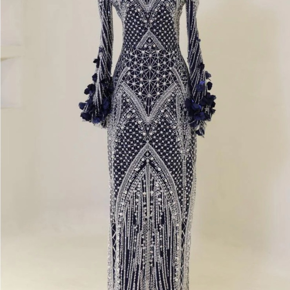 Sophisticated Long Sleeve Beaded Dress